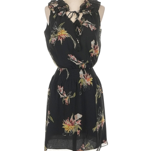 White House Black Market Black Floral Mini Dress - Picture 3 of 6